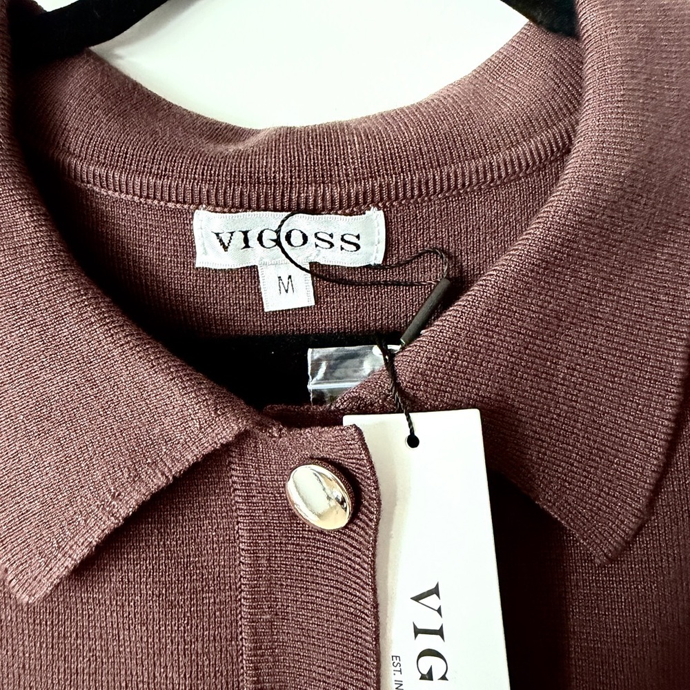 Vigoss Chocolate Button-Up Cardigan - Picture 3 of 10